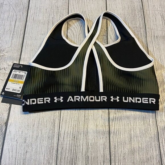 Under Armour Womens Mid Crossback Printed Sports Bra M Camo Workout Training NWT - Picture 3 of 14